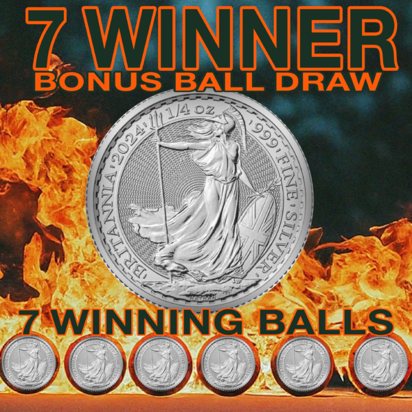 7 WINNERS – Britannia Silver Coins (Bonus Ball Draw – Saturday 21st September 2024)