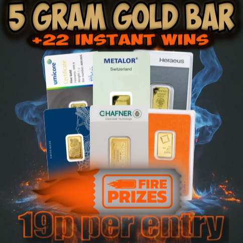 5g Gold Bar +22 Instant Wins – DRAW #5 (19p entry)